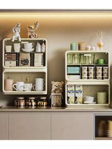 1pc Luxury Plastic Countertop Cup Storage Cabinet, No Electricity Needed, Multipurpose Organizer For Coffee, Wine, Tea Cups, Home And Kitchen Essential, Festive Home Decor