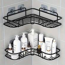 1 pieza Estantería de esquina para ducha de acero inoxidable - a prueba de óxido, organizador de pared para el baño para almacenar champú, tónico y cosméticos - Multicolor - Ver 2