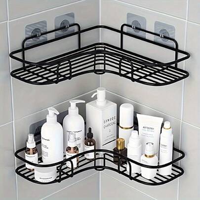 1 Giá để đồ góc phòng tắm bằng thép không gỉ - Chống gỉ, Giá để đồ treo tường phòng tắm để cất dầu gội, toner và mỹ phẩm