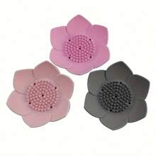 Lotus Shape Silicone Soap Dish With Drainage Hole, Scented Soap Tray Suitable For Shower And Bathroom, Battery-Free