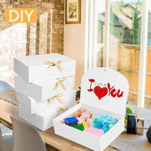 10pcs/5pcs/2pcs - White/Black/Pink/Brown Gift Box With Lid, Gift Box With Ribbon For Bridesmaid Proposal Box, Gift Box For Wedding, Birthday Gift, Shower Party And Other Parties, Valentine's Day Gifts, Valentine Day,Packaging, Birthday, DIY Making, Beauty Storage BOX
