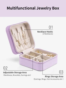 1pc Mini PU Leather Travel Jewelry Box, Portable Jewelry Storage Case For Rings, Earrings, Necklaces, Waterproof & Dustproof, Perfect Gift For Christmas And Birthday Summer Travel, Vacation Home Bathroom Decor