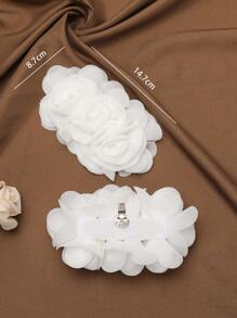 2pcs Fashion Multi-Layer Chiffon Big Flower Detachable Shoe Clips, Suitable For High Heels, Sandals, Wedding, Graduation
