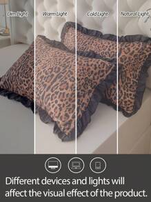 1 Stück 100% Polyester, Leoparden-Muster Spitze, weich und bequem, Kissenbezug ohne Füllung, romantische Hochzeitssaison, Schlafzimmerdekoration