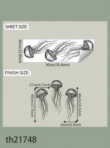 1 szt. Dekoracje do domu Naklejka ścienna z meduzą do łazienki, sypialni - samoprzylepna naklejka z PVC, czarny geometryczny wzór, asymetryczny kształt, naklejki ścienne do łazienki, naklejka winylowa do dekoracji domu, elementy dekoracyjne do sypialni, odśwież wystrój ściany w domu, wystrój łazienki, elementy dekoracyjne pokoju, wystrój salonu, wystrój domu, wystrój domu, sztuka ścienna do salonu, tapeta, spersonalizowane naklejki, lustro, lustro ścienne, lustro ścienne, lustro do pokoju