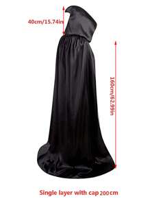万圣节连帽斗篷披风，单层，尺寸可选120厘米/150厘米/170厘米/195厘米/215厘米，适合成人扮演女巫、吸血鬼、巫师、恶魔等角色，可用于万圣节、化装舞会、派对、夜店等场合。 - 彩色 - 查看 17
