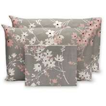 3-Piece Queen Sheet Set 100% Cotton Printed Matchstick Stitch - 淺灰色 - 查看 1