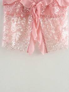 ZEVITY 女式亮片拼布吊带背心 - 粉色 - 查看 7