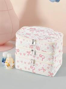 1pc Colorful Pattern, Heart Bow, Lip Graphic Print 3-Layer Makeup Bag, Portable Travel Toiletry Bag, Travel Pouch, Cosmetic Storage Box, Suitable For Beach, Swimming Pool, Swimwear, Travel Storage Bag, Cosmetic Bag, Large Capacity Toiletry Bag, For Small Items, Gifts, Holidays And Festivals, Multifunctional Toiletry Organizer Bag, School Makeup Bag, Back To School Supplies, Cosmetic Toiletry Storage, School Supplies, Storage Bag, Dorm Essentials - Multicolor - View 14