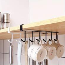 1/3pcs Multi-Function Kitchen Storage Rack, Cabinet Shelf, Hanger, Wardrobe Organizer Rack, Black