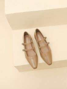 Xin Jing Shoes 秋冬女士休闲平底鞋，带扣装饰，时尚一脚蹬平底鞋，适合通勤和休闲