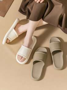 Unisex Indoor Home EVA One-Piece Slippers, Simple Solid Color Lightweight Soft Flexible Bathroom Shower Non-Slip Casual Slippers For Home Use, Suitable For Teen, Summer Casual, Outdoor Athletic, Vacation Travel, Graduation Gifts, Birthday Dress Accessories