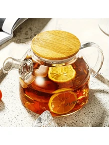 1pc High Capacity Thick Glass Teapot With Infuser - Heat Resistant, Suitable For Blooming Tea And Iced Drinks, Ideal Choice For Home Use