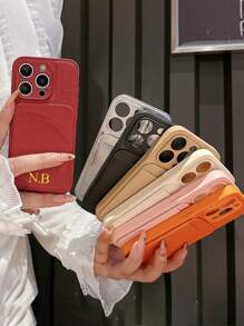 Funda de teléfono de lujo personalizada con tarjetero compatible con 16e 16 15 14 13 12 11 Pro Max Plus X XS XR Cubierta con iniciales personalizadas 3D grabadas con tecnología de estampado en caliente. Funda trasera clásica, un regalo perfecto para cumpleaños, graduación, bodas, Navidad, Halloween, baile de invierno, Día de la Madre, Día del Padre.