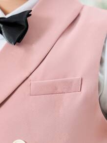 3 Peças Conjunto de Colete + Shorts + Gravata Borboleta para Meninos, Traje Formal Adequado para Apresentação Escolar, Pajem de Casamento, Ocasiões de Feriado, Verão