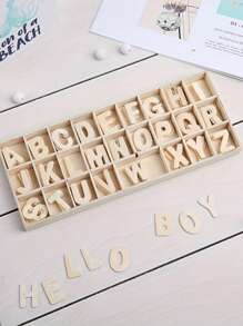 1 Set di lettere in legno e vassoio di immagazzinaggio in legno, lettere in legno bianche come regalo per imparare, decorazione per la casa, pittura fai-da-te, regalo per vacanze e compleanni