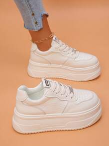 Women's Thick Sole Sneakers, Spring & Autumn New Breathable Comfortable Versatile White Casual Shoes, Height Increasing