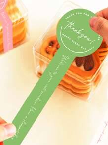 100 szt. - Naklejki do pieczenia lizaków Dziękujemy za Twoje zakupy Naklejki długie etykiety do pakowania wypieków Domowy prezent Zaklejanie kopert