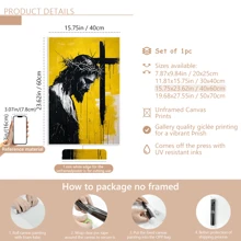1pc Vintage Silhouette Of Jesus Christ With Crown Of Thorns Wall Arts, Yellow And Black Religion Posters, Framed Canvas Prints, College Dorm Apartment Decor, Gifts For Wall Decoration In Hotel And Home, For Living Room, Bedroom, Bathroom And Office Birthday Graduation