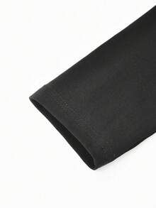 女士美式紧身短袖 T 恤，秋季时尚短款上衣 - 黑色 - 查看 5