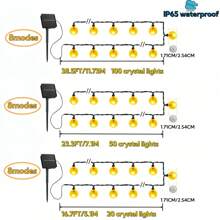Luces de hadas solares, 8 modos de iluminación - Luces de cadena de bola de cristal resistentes al agua para exteriores, aptas para jardín, patio, balcón, boda y decoración navideña, luces solares para exteriores