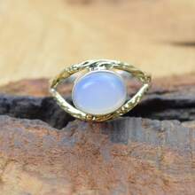 925 Sterling Silver And Brass Onyx Gemstone Jewelry Ring ~ December Month Birthstone ~ Natural Crystal Gemstone Ring ~ Gift For Valentine Day - 乳白色蛋白石 - 查看 3