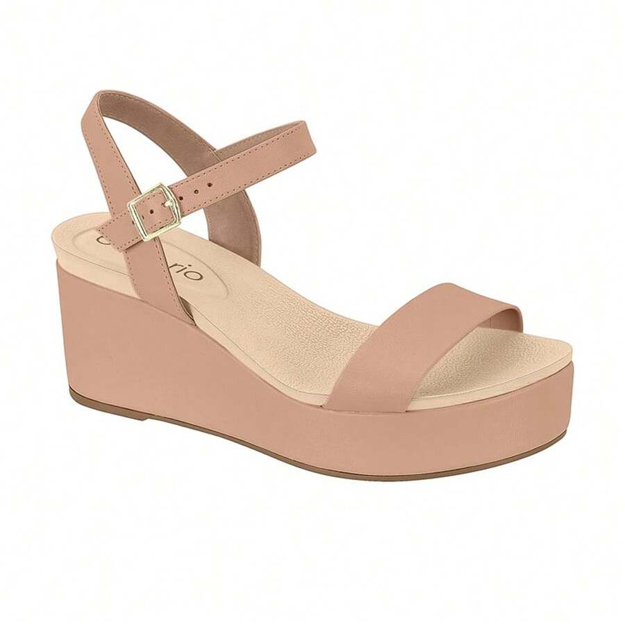 Beira Rio Women's Sandals Platform Clogs Medium Wedge Heel Comfortable Original - 裸體 - 查看 1