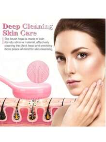 Juego de 4 piezas de cepillos faciales de silicona multifuncionales, cepillo facial exfoliante de doble cabeza de silicona, cepillo de doble cara, cepillo facial reutilizable, cepillo facial manual, adecuado para el cuidado y el masaje facial, cepillo exfoliante de silicona manual para eliminar los residuos de maquillaje, los puntos negros, el masaje facial y la limpieza profunda de la piel