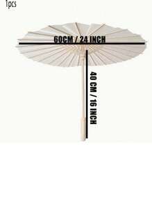 6pcs/1pc White Paper Umbrella - Wooden Handle, No Power Or Feathers Required, Perfect For Weddings, Photo Shoots, Makeup, Parties, Beach Decorations.