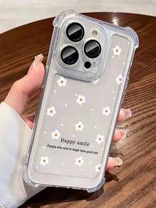 1pc Cute Flower Print Pattern Space Case Anti-Fall Transparent Phone Case, TPU Full Coverage Shock-Proof Lightweight Protective Cover Compatible With IPhone 16/11/13/15/15 Plus/15 Pro/15 Pro Max/12/14 Pro Max/XS/XR/11 Pro/11 Pro Max/12 Pro/12 Pro Max/13 Pro/13 Pro Max/14 Pro/14 Plus/7/8 Plus