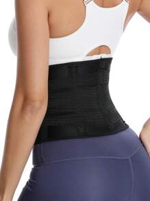 1pc Women Waist Trimmer Belt, Adjustable Waist Trainer Body Shaper For Exercise, Slimming Waist Band - Black - View 6