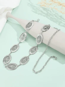 Neues Design, westlicher Stil Metall Taillenkette für Frauen, hochwertige, elegante westliche Retro Taillenkette, vielseitiges Rautenmuster, niedliche Zinklegierung Taillenkette, geeignet für alle Jahreszeiten, Schule