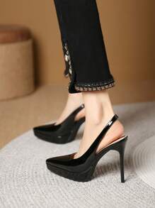 New Arrival Fashion Single Platform High Heels For Women, Backless Shoes,Sexy,Party,Stilettos Heels - Black - View 5