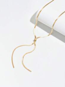 1 pieza Collar de acero inoxidable fashionable, minimalista, elegante y de lujo, con cadena serpiente extra larga de acero al titanio, de diseño de lujo con sensación premium, apropiado para mujeres para fiestas, vacaciones románticas, citas con amigos, desfiles de moda, bares, viajes, oficina, vacaciones, baile, playa, escapadas románticas