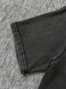 Camiseta de manga corta con cuello redondo y lavado vintage informal para hombre