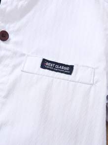 1pc Boys' White Embroidered Button Down Collared Long Sleeve Casual Shirt, Lightweight Fabric, Suitable For Birthday Party, Ceremony, Christening, Fashion Spring/Autumn Wear - White - View 3