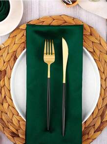 6pcs/12pcs Dark Green Christmas Satin Cloth Napkin, Satin Dinner Napkins, Handkerchief, Hotel, Birthday, Party, Event, Wedding Decoration Silk Napkin Cloth Placemats Table Napkins