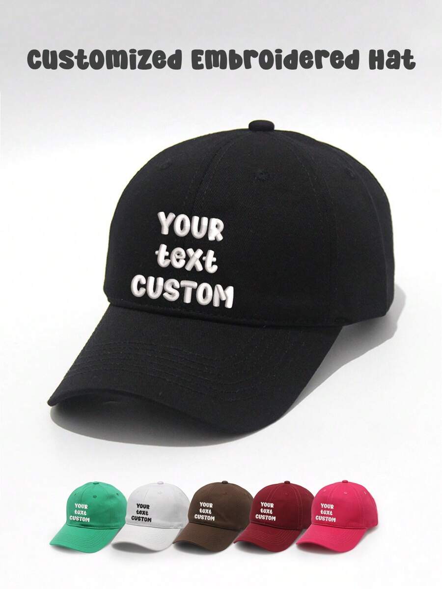 1 Set Customized Multi-Color English Letter Embroidered Men's And Women's Sun Hats ,Put Any Face On Hats, Personalized Duckbill Caps With Photos And Fun Customized Baseball Caps, Suitable For Occasions Such As Valentine's Day