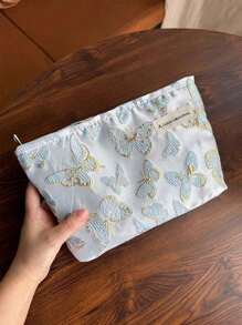 1 pieza/Bolsa de Maquillaje, Embrague, Bolsa de Cosméticos, Bolsa de Tocador, Bolsa para Maquillaje, Tela Jacquard, Diseño de Mariposa, Estilo Dulce, Moda Exquisita, Gran Capacidad, Liviana y Portátil, Para Ir y Venir, Cita, Regalo Ideal, Para Cualquier Ocasión, Accesorio Esencial para Mujeres Encantadoras