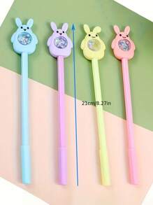 12支可爱复活节兔子造型中性笔，带彩色闪粉，轻巧便携，是完美的复活节礼物，黑色墨水，书写流畅，适合学校和办公室使用，中性色，节日用品 - 彩色 - 查看 4