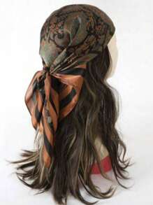 1 pieza Pañuelo de mujer con estampado de Paisley, pañuelo de cabeza tipo bandana, pañuelo de cabeza elegante, adecuado para uso diario, pañuelo de seda