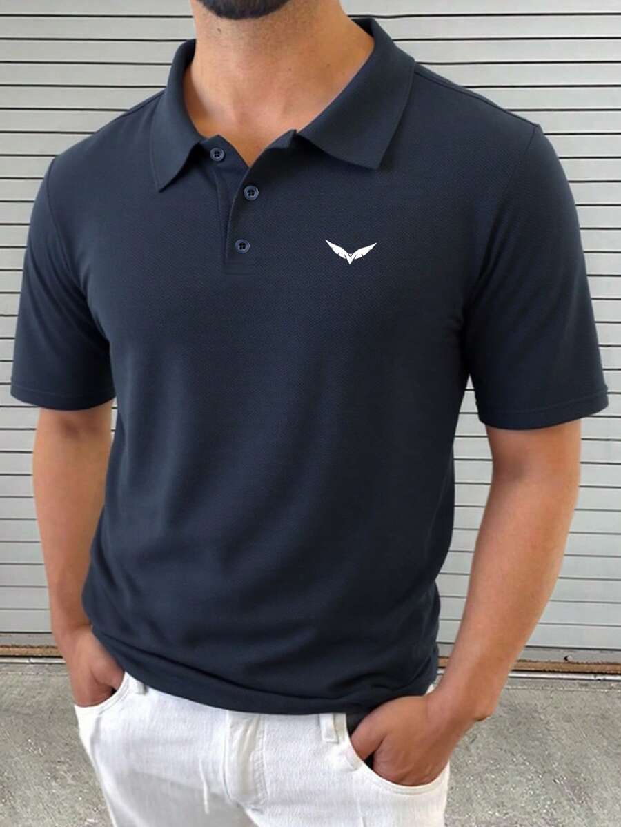 Men's Eagle Print Short Sleeve Casual Commuting Polo Shirt