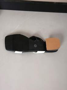 Women's Black & White Contrast Color High Heel Sandals, Fashionable & Casual Stylish Ladies Sandals - Black - View 8