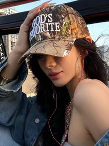 Vintage Camo Baseball Cap, Women's 3D Embroidery Print Street Snapback Hat, Cool Unisex Cap - A - View 5