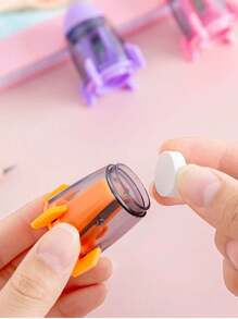 3pcs Creative Rocket/Spacecraft Shaped Single Hole Student Pencil Sharpener Office School Supplies