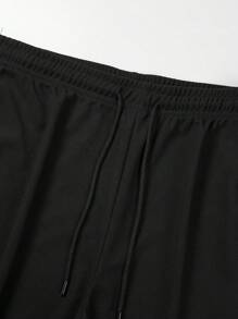 Boyfriend Style Men's Summer Sportswear Set, Short Sleeve Running Basketball Outdoor Fitness Two Pieces, Breathable And Lightweight, Athletic Suit, Tracksuit Boyfriend Style Men Shorts Set Boyfriend Style Men Two Pieces Outfits - Black - View 5