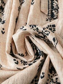 Plus Size Floral Print V-Neck Dress, Fashionable For Summer - Apricot - View 3