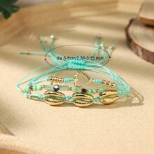 3 chiếc vòng tay theo chủ đề đại dương theo phong cách Bohemian có vỏ sò, sao biển, rùa biển, ốc xà cừ, cá heo, trái tim, pha lê hình con mắt, thích hợp cho phụ nữ đeo trong các dịp thường ngày, đi nghỉ, du lịch và tiệc tùng - Nhiều màu - Xem 11
