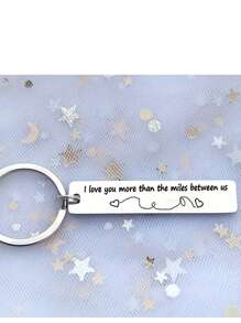 1 件钥匙扣礼物，适合男朋友、女朋友、远距离恋爱、友谊、生日、周年纪念、圣诞节 - “我爱你胜过我们之间的距离”汽车配件包饰背包适合学校可爱哥特 Y2k 万圣节配饰教师节礼物创意 - 銀色 - 查看 5