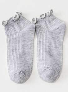 1/3/5/双，女士优雅翻边袜子，透气涤纶混纺，带弹性，中筒薄款设计，各种柔和色调 - 可机洗，可爱的袜子